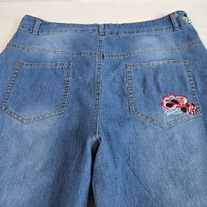 Cupro Bronamina womens hippie/boho jeans floral embroidery size XL_
